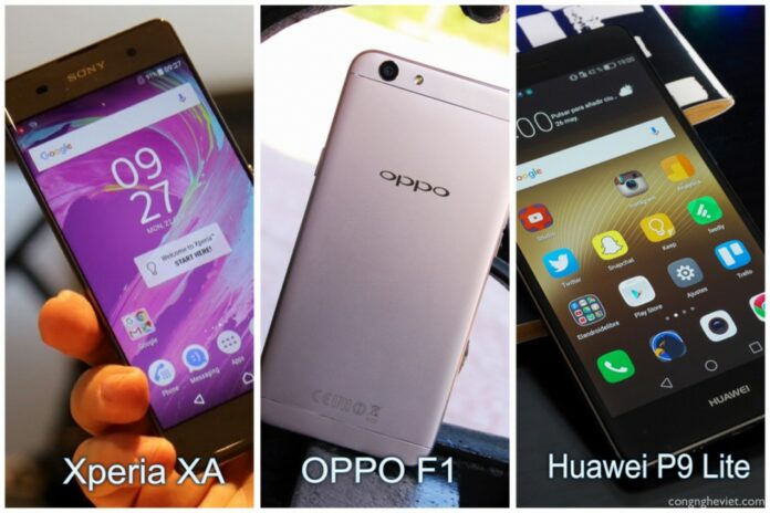 So sánh chi tiết: Sony Xperia XA và OPPO F1s và Huawei P9 Lite