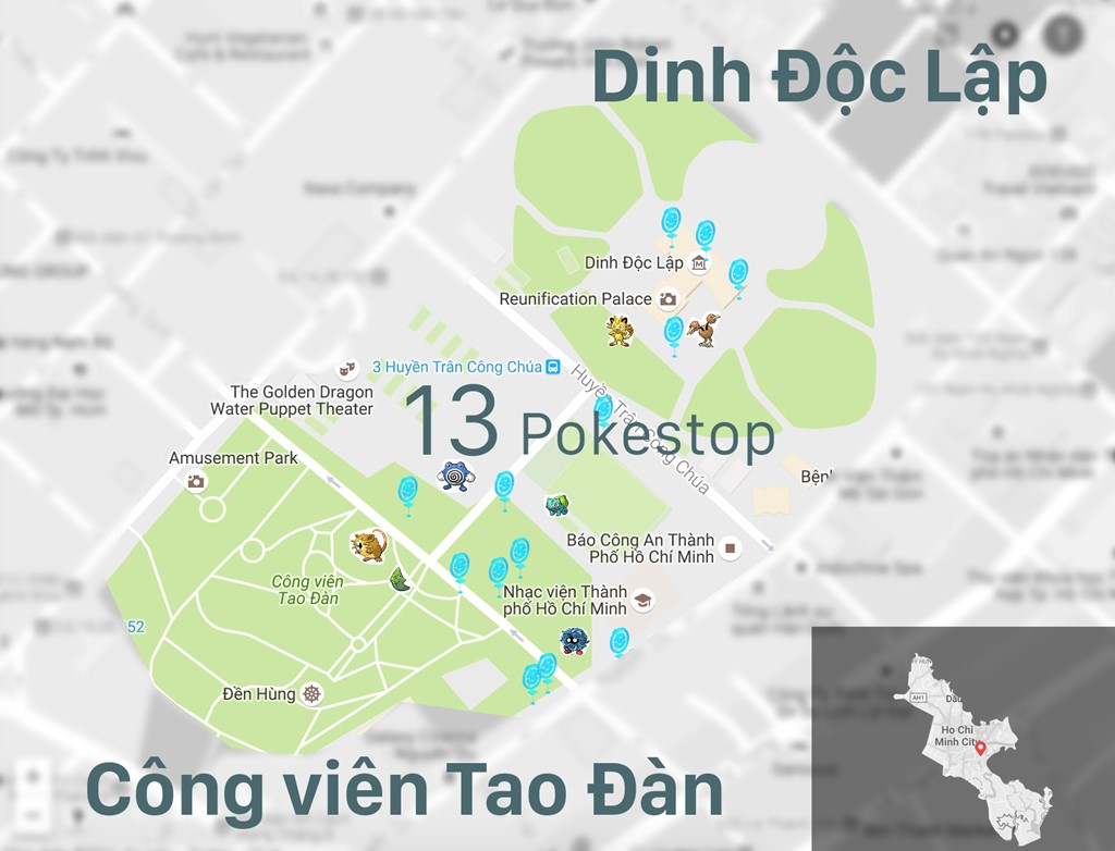 Những địa điểm tập trung nhiều Pokemon nhất tại Việt Nam