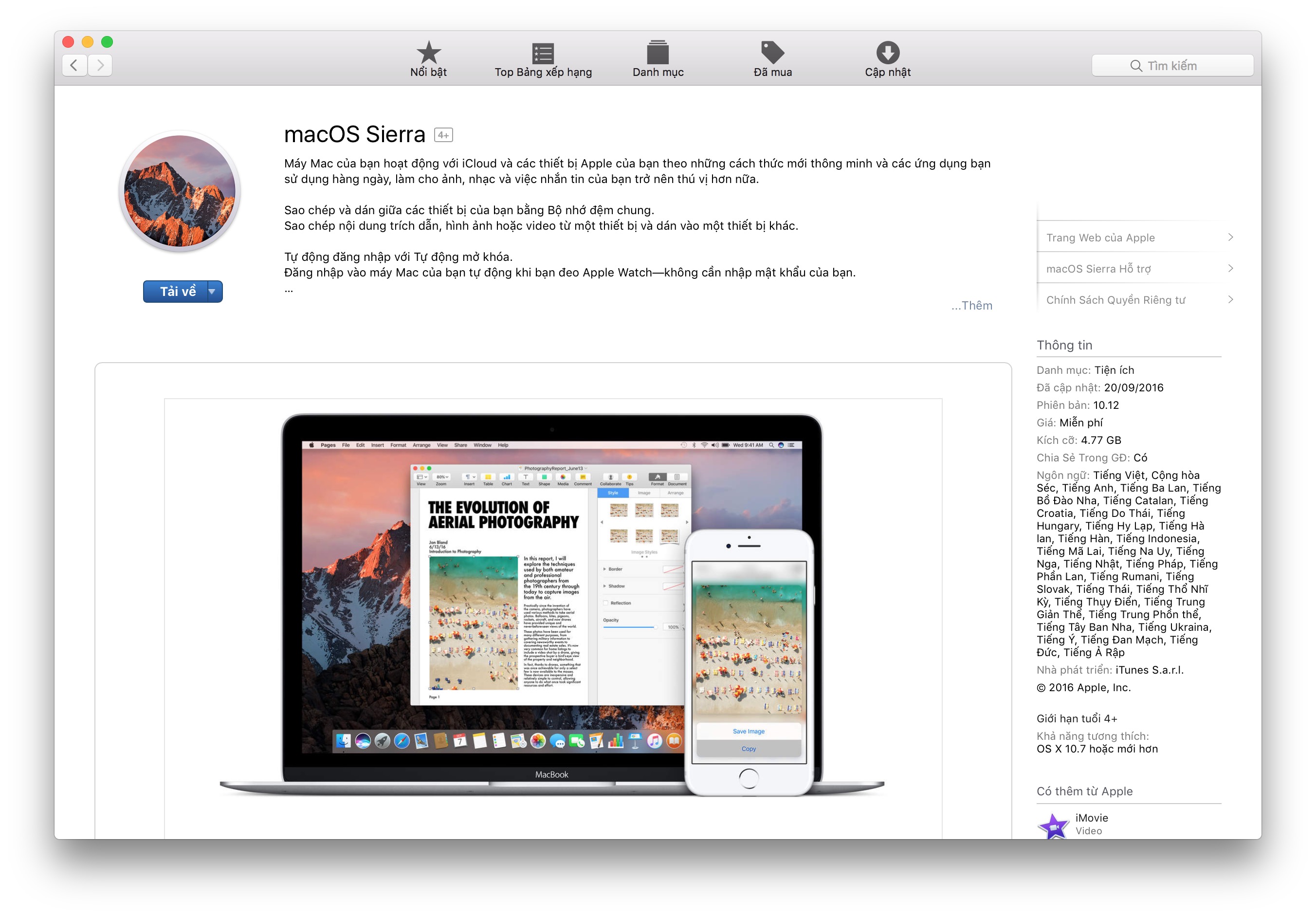 macOS 10.12 Sierra chính thức ra mắt, mời các bạn tải về
