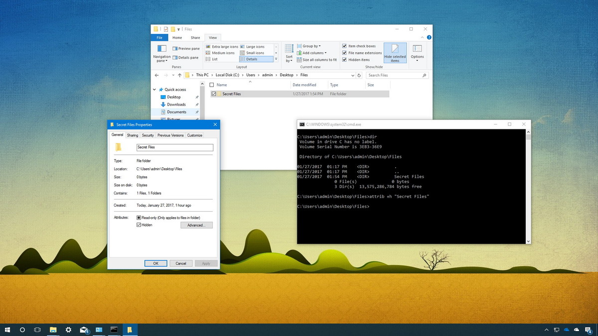 Ẩn tập tin và thư mục trên Windows 10