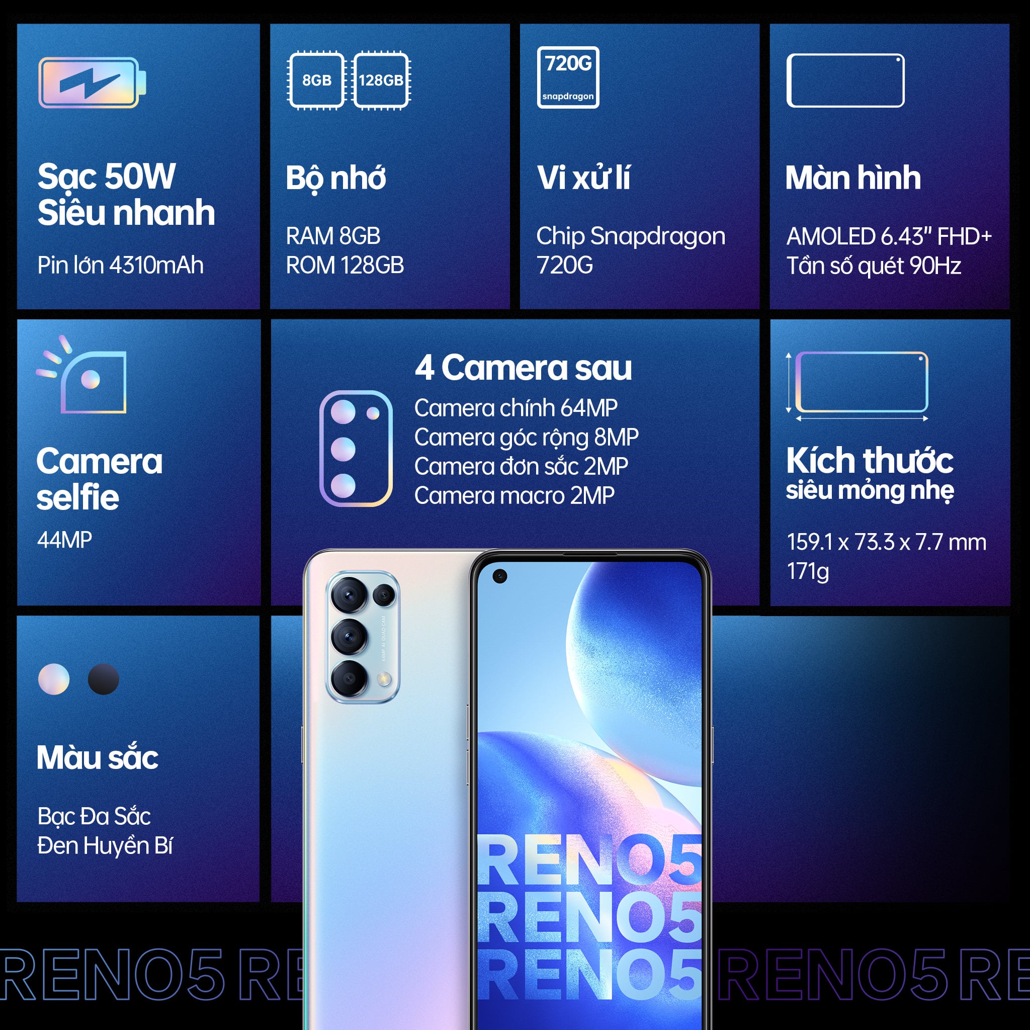 OPPO Reno5 ra mắt chính thức: camera 44MP, sạc nhanh 50W, giá 8,7 triệu đồng